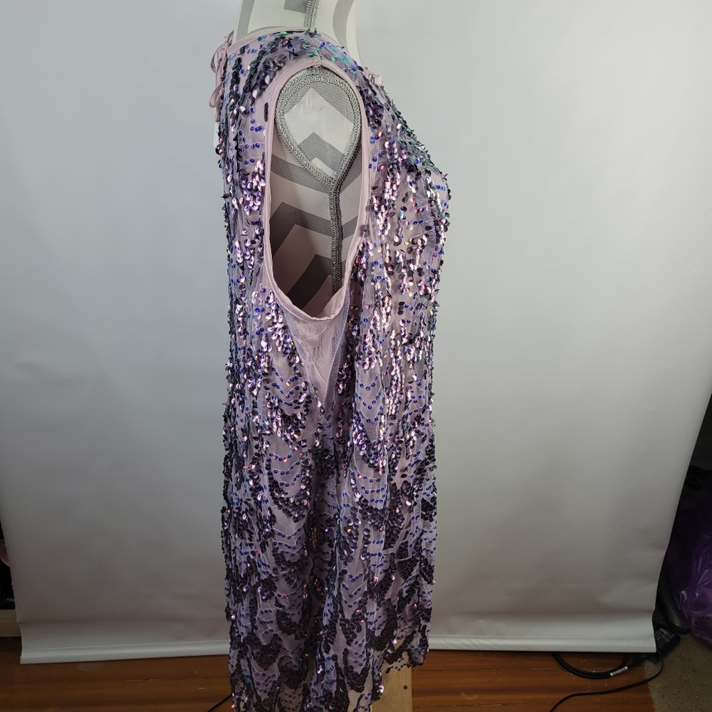 NWT Torrid Mini Sequin Mesh Shift Dress Purple Size 1X/14-16 - Picture 3 of 16